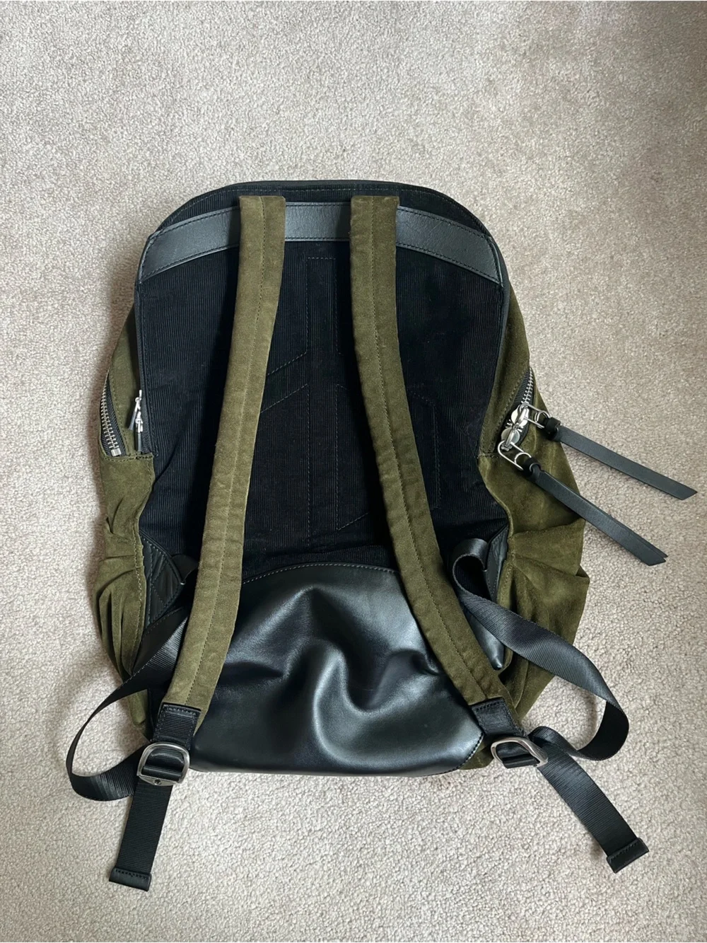 Rag & Bone Commuter Backpack Green Suede